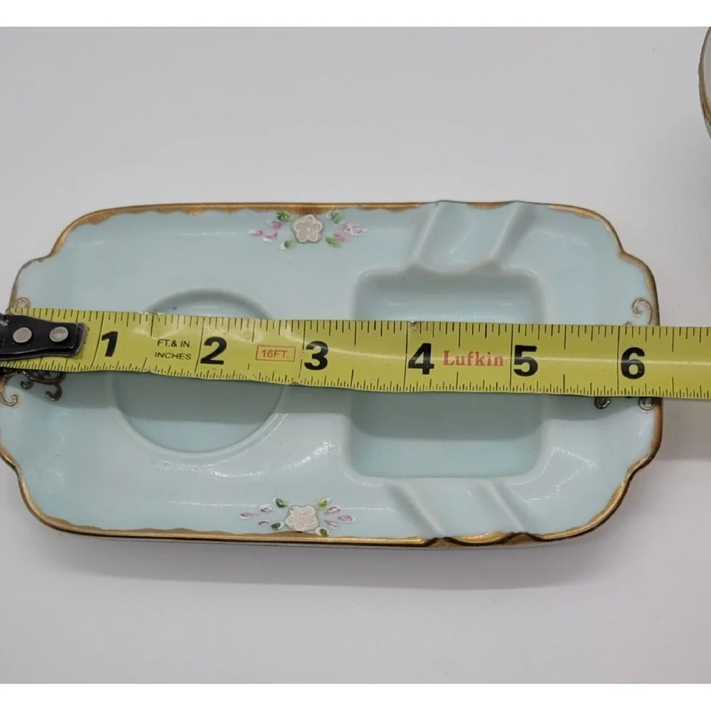 Antique Hand Painted Signed Depose Rose Espresso/Tea Cup and Ash Tray‎